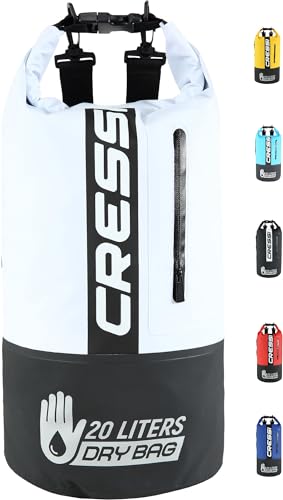 Cressi Unisex – Erwachsene Dry Bag Premium 20LT Bicolor Wasserdichte Tasche/Rucksack für sportliche Aktivitäten Schwarz/Weiß 20 LT von Cressi