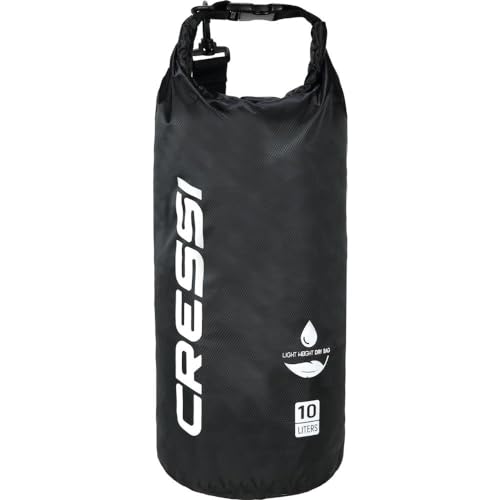 Cressi Unisex -Erwachsene Dry Bag wasserdichte Taschen mit langem verstellbaren Schulterriemen-Für Tauchen, Bootfahren, Kajak, Angeln, Rafting, Schwimmen, Camping und Snowboarden, Schwarz, 10 LT von Cressi
