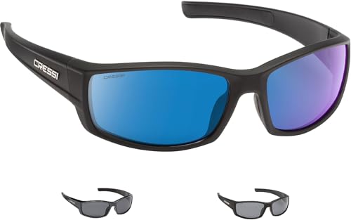 Cressi Unisex – Erwachsene Hunter Sunglasses Sport Sonnenbrille, Grau/Verspiegelte Linsen Blau, One Size von Cressi
