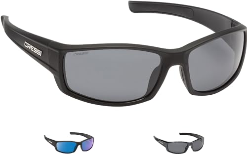 Cressi Unisex – Erwachsene Hunter Sunglasses Sport Sonnenbrille, Schwarz/Geräucherte Linsen, One Size von Cressi
