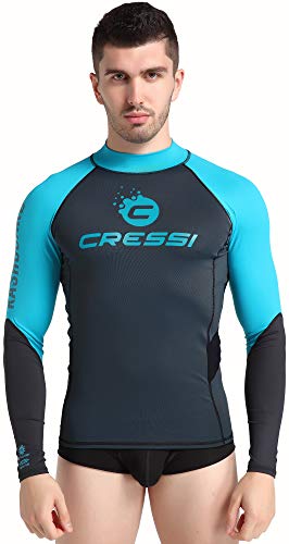 Cressi Unisex – Erwachsene Hydro Men’S Premium L. Sleeves Rash Guard Lange Ärmel aus elastischem Stoff Mann UV-Schutz (UPF) 50+, Grau/Hellblau, L/4 von Cressi