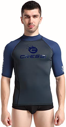 Cressi Unisex – Erwachsene Hydro Men’S Premium S.Sleeves Rash Guard Kurze Ärmel aus elastischem Stoff Mann UV-Schutz (UPF) 50+, Schwarz/Blau, S von Cressi