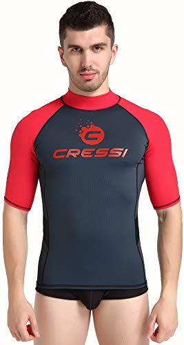 Cressi Unisex – Erwachsene Hydro Men’S Premium S.Sleeves Rash Guard Kurze Ärmel aus elastischem Stoff Mann UV-Schutz (UPF) 50+, Schwarz/Rot, XL von Cressi