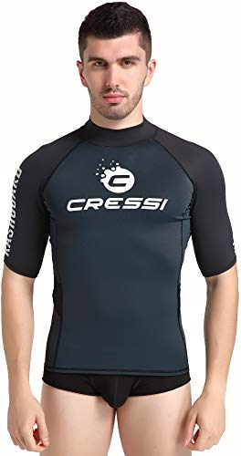 Cressi Unisex – Erwachsene Hydro Men’S Premium S.Sleeves Rash Guard Kurze Ärmel aus elastischem Stoff Mann UV-Schutz (UPF) 50+, Schwarz/Schwarz, XL von Cressi