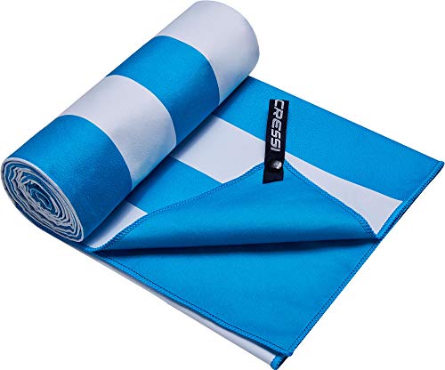 Cressi Unisex Erwachsene Microfibre Fast Drying Towel Mikrofaser Handtuch für Meer, Strand, Sport, Schwimmen, Stripe Aquamarin, 90x180 cm von Cressi