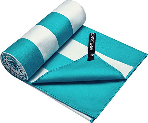 Cressi Unisex Erwachsene Microfibre Fast Drying Towel Mikrofaser Handtuch für Meer, Strand, Sport, Schwimmen, Stripe Türkis, 90x180 cm von Cressi