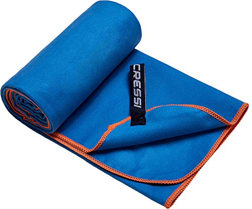 Cressi Schnelltrockentuch, Mikrofaser Unisex-Sporthandtuch für Erwachsene, Blau/Orange, 60 x 120 cm von Cressi