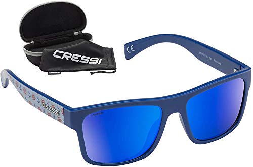 Cressi Unisex-Erwachsene Spyke Sunglasses Sport Sonnenbrillen, Anchor Helm Fantasy/Blau verspiegelte Linse, Einheitsgröße von Cressi