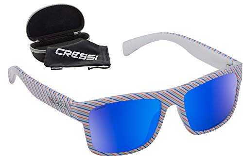 Cressi Unisex-Erwachsene Spyke Sunglasses Sport Sonnenbrillen, Lines Fantasy/Blau verspiegelte Linse, Einheitsgröße von Cressi