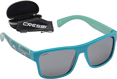 Cressi Unisex-Erwachsene Spyke Sunglasses Sport Sonnenbrillen, Türkis Waves Fantasy/Rauchlinse, Einheitsgröße von Cressi