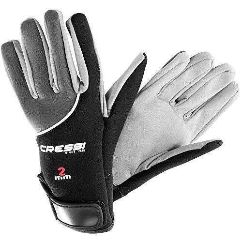 Cressi Unisex Erwachsene Tropical Gloves Handschuhe für Wassersport in Amara und Neopren 2 mm, Schwarz/Grau, M von Cressi
