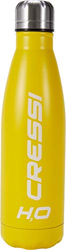 Cressi Unisex Erwachsene Water Bottle H20 Sportflasche aus Edelstahl 500 ml, Gelb von Cressi