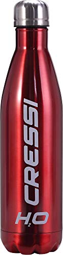 Cressi Unisex Erwachsene Water Bottle H20 Sportflasche aus Edelstahl 500 ml, Rot, 750 ml von Cressi