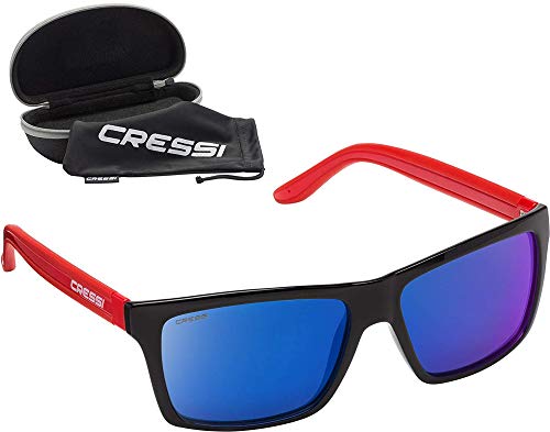 Cressi Unisex-Erwachsener Rio Sunglasses Premium Sport Sonnenbrille Polarisierte 100% UV-Schutz, Brillengestell Rot-Blau Verspiegelte Linsen, Einheitsgröße von Cressi