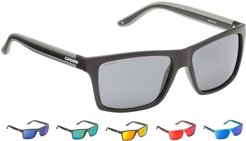 Cressi Unisex-Erwachsener Rio Sunglasses Premium Sport Sonnenbrille Polarisierte 100% UV-Schutz, Brillengestell Schwarz-Dunkelgraue Linsen, Einheitsgröße von Cressi