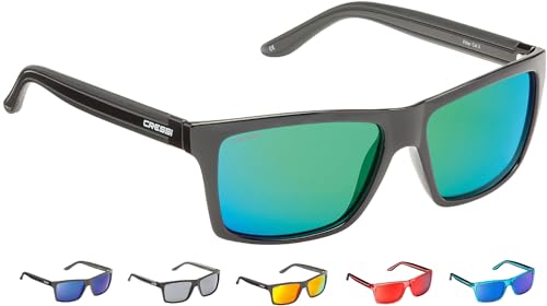 Cressi Unisex Premium Sport Sonnenbrille Polarisierte Linse 100Prozent UV-Schutz, Brillengestell Schwarz - Grün Linsen, Einheitsgröße von Cressi