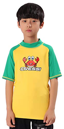 Cressi Unisex-Kinder Rash Guard Short Jr, Gelb/Kelly Grün, 5/6 Jahre (116 von Cressi