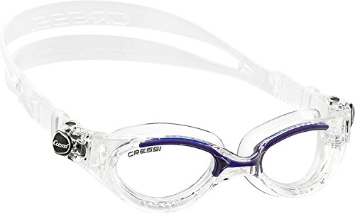 Cressi Flash - Premium Erwachsene Schwimmbrille Antibeschlag und 100% UV Schutz, Blau/Transparent- Transparent Linsen, One Size von Cressi