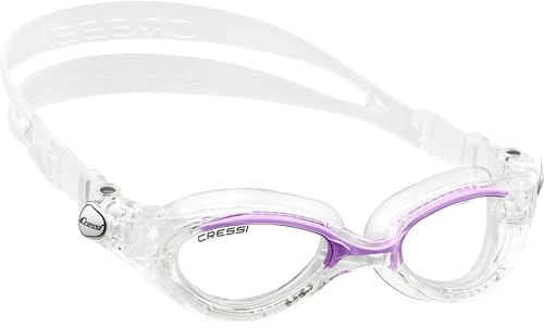 Cressi Flash - Premium Erwachsene Schwimmbrille Antibeschlag und 100% UV Schutz, Transparent/Lilac - Transparent Linsen, One Size von Cressi