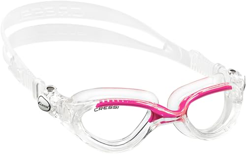 Cressi Flash - Premium Erwachsene Schwimmbrille Antibeschlag und 100% UV Schutz, Transparent/Rosa - Transparent Linsen, One Size von Cressi
