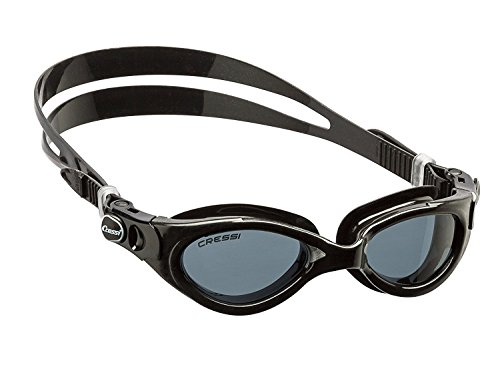 Cressi Flash - Premium Erwachsene Schwimmbrille Antibeschlag und 100% UV Schutz, Schwarz/Schwarz - Geräucherte Linsen, One Size von Cressi