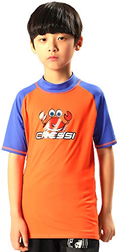 Cressi Unisex-Kinder Rash Guard Short Jr, Orange/Blau Royal, 13/14 Jahre (164 cm) von Cressi