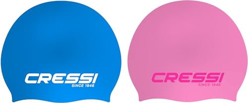 Cressi Unisex-Youth Ricky Jr Swim Cap Bundle Zwei Junior Badekappen, Hellblau/Weiß + Rosa/Rosa, Einheitsgröße von Cressi