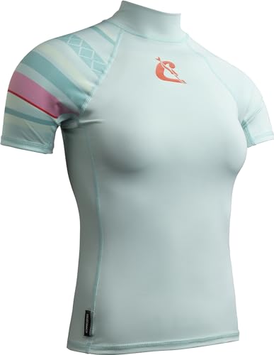 Cressi Shield Lady Rash Guard Short/SL - Protective Short Sleeve Rash Guard für SUP und Wassersport, Aquamarin/Rosa, L/4, Frauen von Cressi