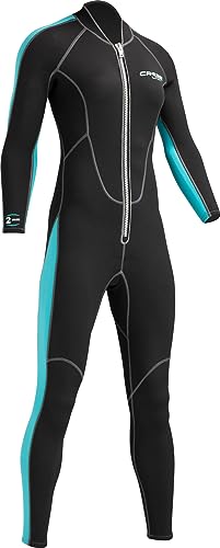 Cressi- Lido Lady Monopiece Wetsuit 2mm - Einteiliger Damen-Neoprenanzug 2 mm für alle Wassersportarten, Schwarz/Aquamarin von Cressi