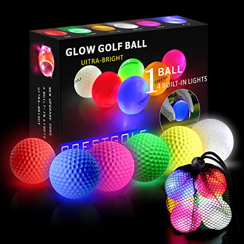 Crestgolf Flashing Glowing Golfball, 6PC Night Glow Flash Light up Golfball für Lange Distanzen, Sechs Farben für Ihre Wahl (ledballs) von Crestgolf