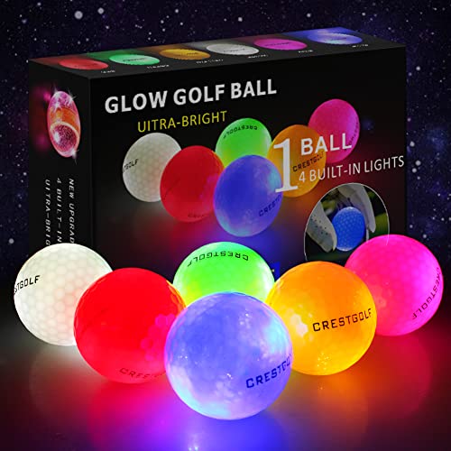 Crestgolf Flashing Glowing Golfball, 6PC Night Glow Flash Light up Golfball für Lange Distanzen, Sechs Farben für Ihre Wahl (6pcs ledballs) von Crestgolf