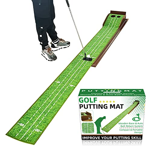 Crestgolf Golf Putting Matten eignen Sich für Indoor- und Outdoor-Übungen, Golf Putting Matten Pad ausgestattet mit einem automatischen Holzr… von Crestgolf