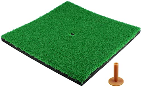 Crestgolf Golf-Schlagmatten SBR-Golfmatten für den Innen- und Außenbereich mit Gummi-T-Stückhalter für Driving Range-Übungen, Gartengebrauch - Grün, 12 x 12 Zoll (langes Gras) von Crestgolf