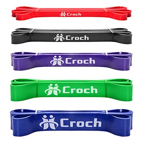 Croch Resistance Bands aus Naturlatex - Widerstandsband als Widerstand und Unterstützung für Klimmzughilfe mit Übungsanleitung, Krafttraining und Muskelaufbau (5 Set 02) von Croch