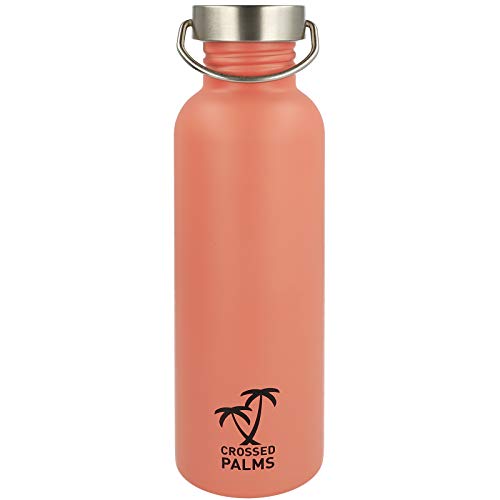 Crossed Palms Trinkflasche aus Edelstahl, 750 ml, Koralle, 7,1 x 24,3 cm, BPA frei, auslaufsicher, CP-10000 von Crossed Palms