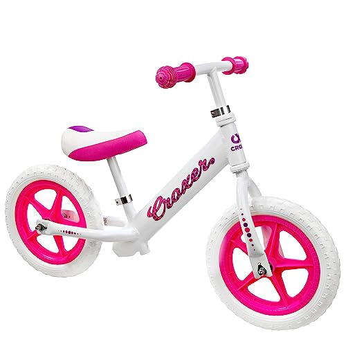 Croxer Kinderlaufrad Cadea, Leox - Ultraleicht Lauflernrad - 12 Zoll Räder, Gummigriffe, Alurahmen - Entwickelt in Zusammenarbeit mit Physiotherapeuten (Cadea White/Pink) von Croxer