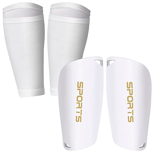 Fußball Schienbeinschoner, Soccer Shin Guards mit Optimierter Einstecktasche, Erwachsene und Jugend Kinder Schienbeinschoner für Fußball (Weiß) von Ctrunit