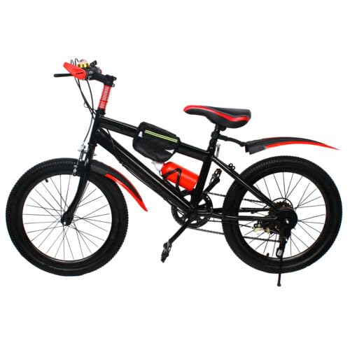 CuCummoo Mountainbike 20 Zoll Fahrrad Kinderfahrrad mit Kotflügeln 7 Gang Kohlenstoffstahl Fully MTB für Jungen&Mädchen, Mountainbike Rot Fahrradgeschenk für 125 cm bis 155 cm von CuCummoo
