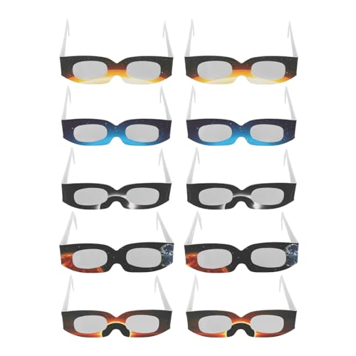 Cuifati 10-teilige Sonnenfinsternis-Brille, Sichere Sonnenbrille für Direkte Beobachtung der Sonne, Hartpapier-HD-Filmharz-Augenschutz-Sonnenschutz-Sonnenbrille, Brille für die von Cuifati