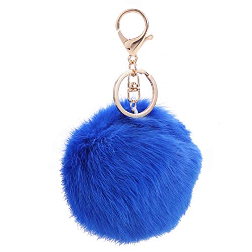 Plüsch-Ball Keychain Pom Pom-Kaninchen-Haar-Kugel-Schlüsselanhänger Handtasche Auto-Schlüsselring Anhänger Dekoration (Blau) von Culer
