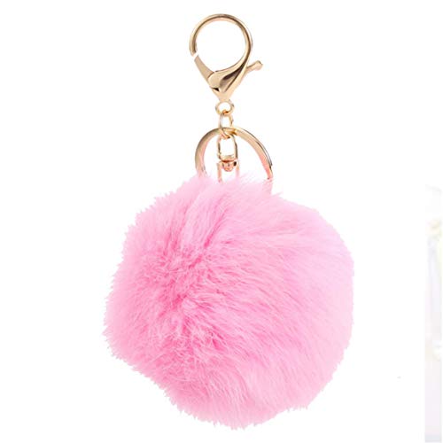 Plüsch-Ball Keychain Pom Pom-Kaninchen-Haar-Kugel-Schlüsselanhänger Handtasche Auto-Schlüsselring Anhänger Dekoration (Pink) von Culer
