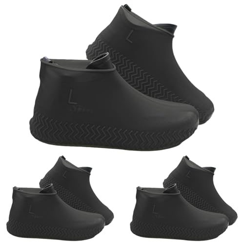 Cumnvulnt 3 Paar Schuhuberzieh Wasserdicht, Wiederverwendbar Silikon Schuh Überzieher, Rutschsichere Abriebfest Überschuhe Wasserdicht für Regen, Schneetag, Schlammige Straßen von Cumnvulnt