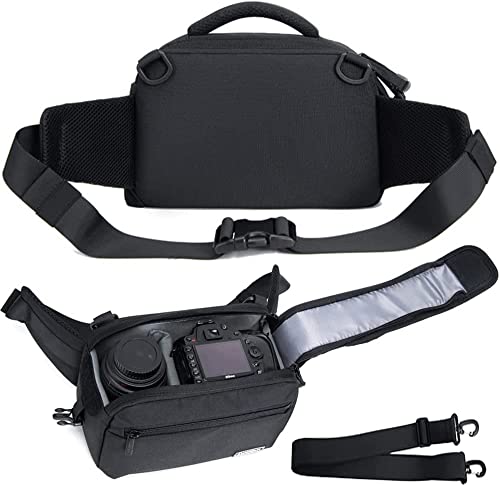 Cwatcun Hüfttasche für Kamera, Bauchtasche, DSLR-Spiegelreflexkamera, wasserabweisend, für Fotografen, Wandern, Schießen, Reisen, Herren und Damen, Schwarz , Kameratasche von Cwatcun