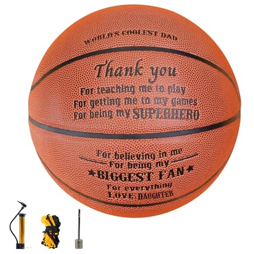 CybGene Gravierter Basketball für Vater, Stiefvater von der Tochter, Papa Geschenke von der Tochter, an meinen Vater, Basketball, Dankeschön-Geschenke für Vater, Vater von CybGene