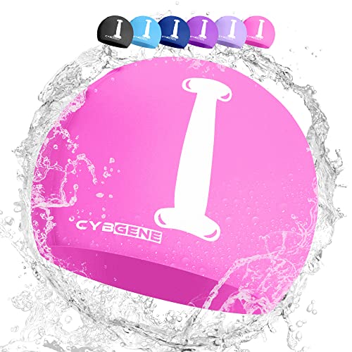 CybGene Silikon Initiale Namen Badekappe für Kinder, Kind Buchstabe Schwimmkappe Bademütze für Kinder Schwimmunterricht-Kleiner Kopfumfang-Rosa-I von CybGene