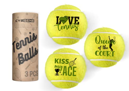 CybGene Tennis Geschenke für Frauen, 3er Set Einzigartige Tennisbälle mit Geschenkpaket, Perfekt für Tennisspieler, Trainer, geeignet für Tennistraining, Übung oder Haustier Hund spielen von CybGene