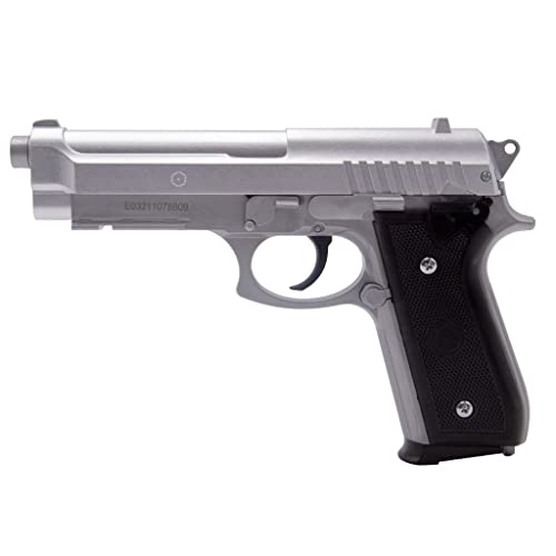 Airsoft-Pistole - PT92 Silber Cybergun - Federmodell (Feder) - Ref. 210124 - Farbe: Silber/Schwarz - Metallschlitten - Leistung 0,5 Joule von CYBERGUN