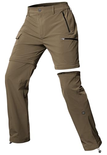 Cycorld Damen-Wanderhose-Zip-Off-Trekkinghose, Atmungsaktiv Wanderhose Damen Schnell Stretch Trekkinghose Abnehmbar Zip Off Outdoorhose Sommer Hiking Pants Funktionshose(Braun,3XL) von Cycorld