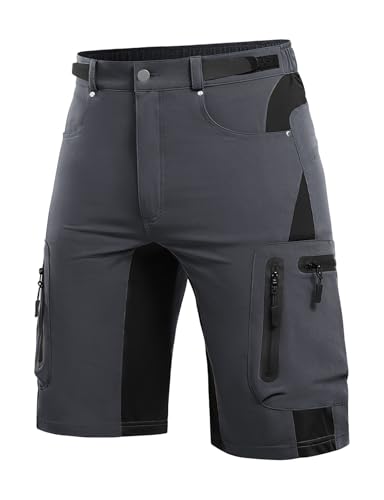 Cycorld Kurze Hosen Herren, Wanderhose Atmungsaktiv mit 6 Taschen Leichte Schneltrocknen Fahrradhose Mtb Hose Radlerhose Manner Kurz Cargo Bermuda Shorts Treking Outdoorhose Sommer(Dunkelgrau,XXXXXXL) von Cycorld