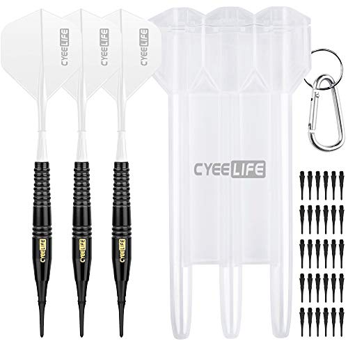 CyeeLife 18 Gr. Soft Dartpfeile mit Dart case und Zusätzliche Dart Spitzen(Weiß) von CyeeLife